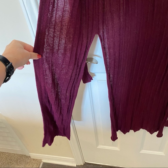 Free People Ribby Rib Duster Size Small Burgundy - Picture 3 of 8